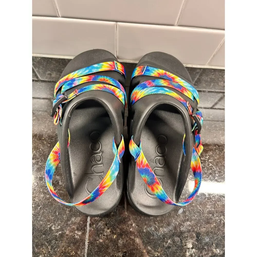Chaco Kids Chillos Tie Dye Straps Slingback Sport Sandals  Multicolor size‎ 4